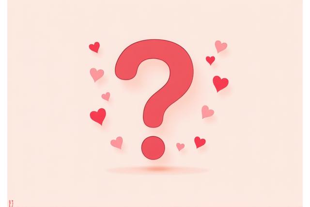 Ikona symbolizująca quiz: znak zapytania otoczony sercami i różowymi bąbelkami mowy, sugerujący refleksję nad gotowością emocjonalną.